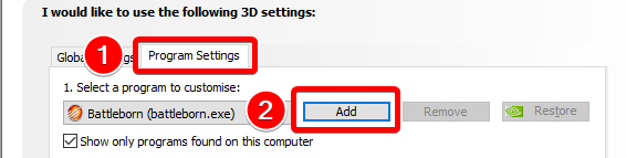 3D program settings